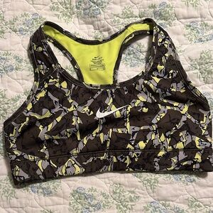 Nike Women's Sports Bra - Brown and Yellow Camo